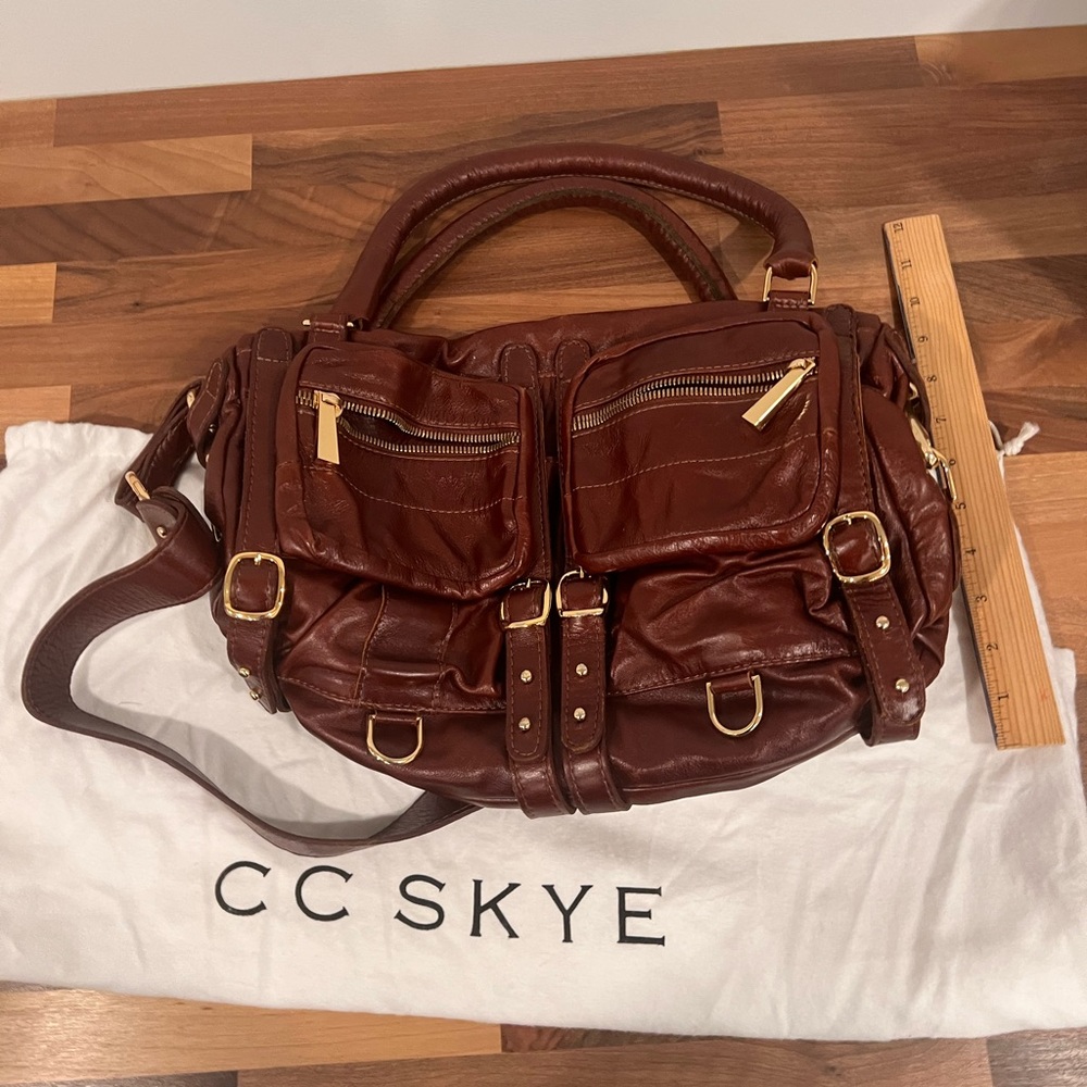 CC Skye Brown Leather Satchel with Versatile Straps